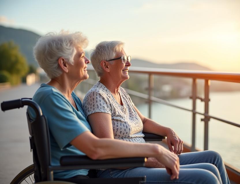 Happy senior couple enjoying accessible travel experience