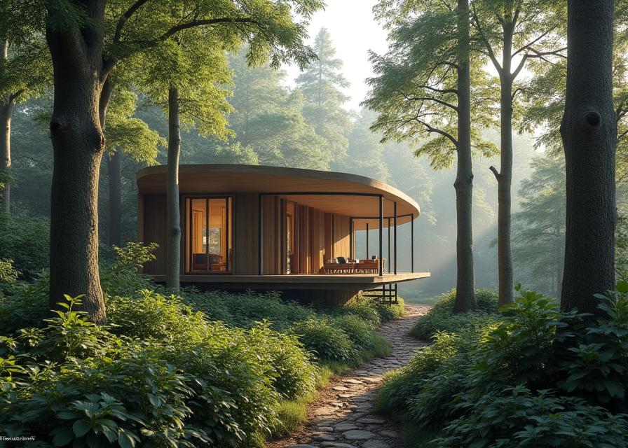 Sustainable eco-lodge nestled in forest setting